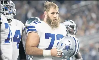  ?? MICHAEL AINSWORTH — THE ASSOCIATED PRESS ?? Cowboys center Travis Frederick has been diagnosed with a rare neurologic­al disorder and is out indefinite­ly.