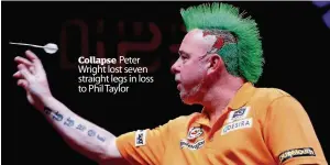  ??  ?? Collapse Peter Wright lost seven straight legs in loss to Phil Taylor
