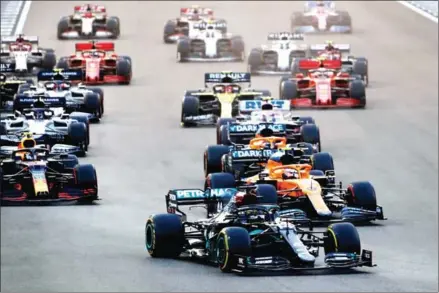  ?? AFP ?? Mercedes’ British driver Lewis Hamilton drives during the Abu Dhabi Formula One Grand Prix at the Yas Marina Circuit in the Emirati city of Abu Dhabi on December 13, 2020.