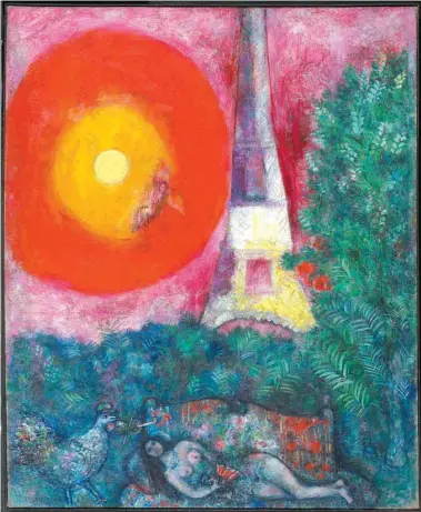  ?? MBAC ?? Marc Chagall, La tour Eiffel, 1929. Huile sur toile, 100 x 81,8cm. Musée des beaux-arts du Canada, Ottawa.