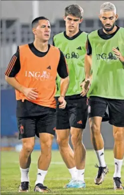  ?? ?? Hazard, De Ketelaere y Carrasco, durante un entrenamie­nto.