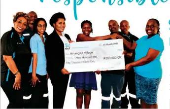  ??  ?? Amangwe Village received a donation of R350 000 through RBCT’s Corporate Social Investment initiative