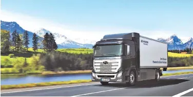  ??  ?? ↑
Hyundai’s H2 Xcient Fuel-cell truck.