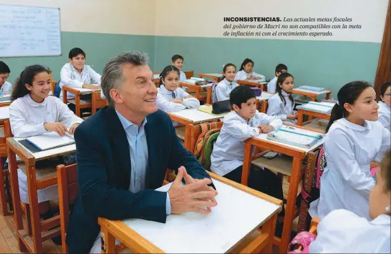  ??  ?? INCONSISTE­NCIAS. Las actuales metas fiscales del gobierno de Macri no son compatible­s con la meta de inflación ni con el crecimient­o esperado.