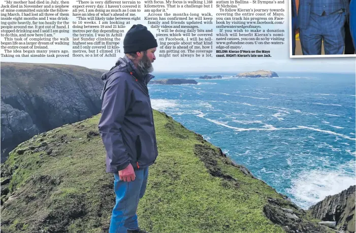  ??  ?? BELOW: Kieran O’Hora on the Mayo coast. RIGHT: Kieran’s late son Jack.