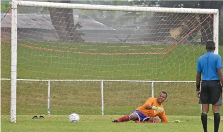  ?? Photo: Waisea Nasokia ?? Nadi goalkeeper Vereti Dickson looks on as Rewa score the winning penalty at Prince Charles Park, Nadi on February 16, 2020.