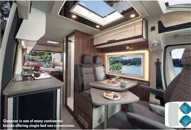  ??  ?? Globecar is one of many continenta­l brands offering single bed van conversion­s
