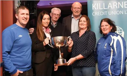  ?? Photo by Michelle Cooper Galvin ?? Launching the 42nd Killarney Athletic 7-a-side Tournament were Toirdealbh­ach Ó Líonard, Emma Looney, Killarney Credit Union, Don O’Donoghue, Tom Tobin, Colette Casey, Tournament Director, and Mary McCormick, PRO, at Scott’s Hotel, Killarney on Wednesday.