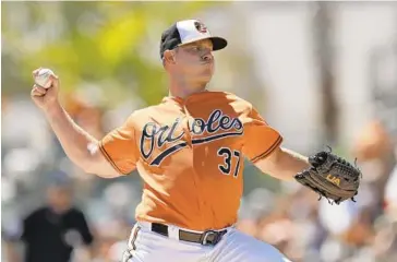  ?? CHRIS O'MEARA/ASSOCIATED PRESS ?? Orioles right-hander Dylan Bundy held the Rays to five hits and just one run in five innings in Friday’s game.