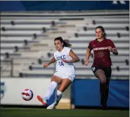  ?? CARLY MACKLER — DUKE ATHLETICS ?? Germantown Academy grad Mackenzie Pluck had a goal and an assist in the Duke women’s soccer team’s 5-0win over East Carolina on Thursday.