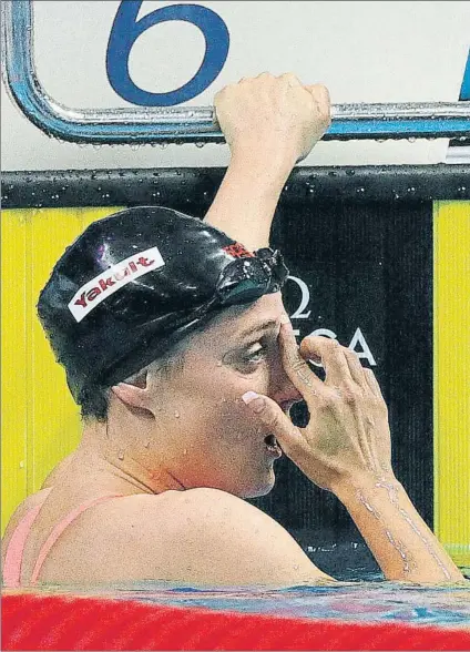  ?? FOTO: EFE ?? Mireia Belmonte no pudo sumar ayer su tercera medalla en Budapest; hoy, último cartucho