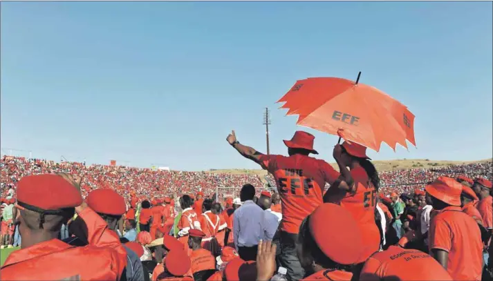  ??  ?? Red tide: By targeting Indians in particular, the leadership of the Economic Freedom Fighters seeks to outflank the ANC in KwaZulu-Natal, writes Vukani Mde. Photo: Madelene Cronjé