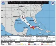  ?? National hurricane Center ?? Hurricane Ida’s path of uncertaint­y on Aug. 27.