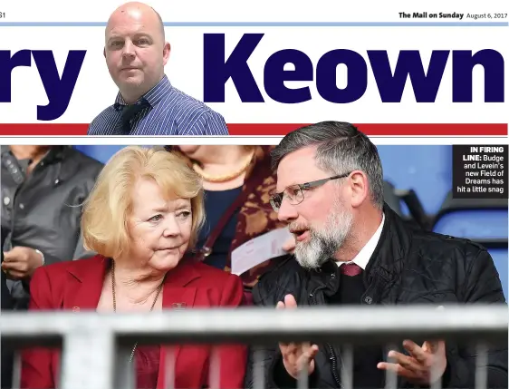  ??  ?? IN FIRING LINE: Budge and Levein’s new Field of Dreams has hit a little snag