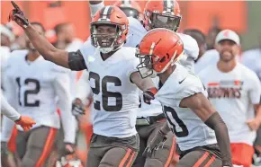  ?? PHIL MASTURZO/AKRON BEACON JOURNAL ?? Cleveland's Greedy Williams, who can play either corner position, has returned to Browns practice since hurting his groin.