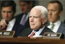  ?? JACQUELYN MARTIN — THE ASSOCIATED PRESS FILE ?? Senate Armed Services Committee Chairman Sen. John McCain, R-Ariz. listens on Capitol Hill in Washington, during the committee’s confirmati­on hearing for Nay Secretary nominee Richard Spencer.