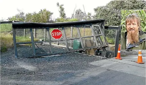  ?? SUPPLIED ?? The predator proof gate is being replaced after it was hit by a vehicle. INSET: Matt Maitland.