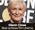  ?? Glenn Close Best actress/film drama ??