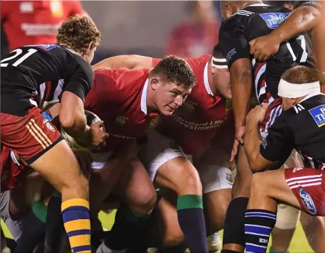  ??  ?? Tadhg Furlong awaiting a scrum during Saturday’s game against the New Zealand Provincial Barbarians in Whangarei.