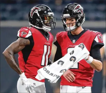  ?? CURTIS COMPTON/CCOMPTON@AJC.COM ?? All four teams attempting to head to the Super Bowl have elite offensive play. This trend could be good news next season for Falcons duo Julio Jones and Matt Ryan.