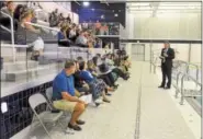  ?? GENE WALSH — DIGITAL FIRST MEDIA ?? Superinten­dent Dr. James Crisfield speaks during grand opening of Wissahicko­n High School’s Natatorium.