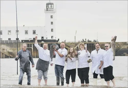  ?? PICTURE: RICHARD PONTER. ?? TASTE OF THE SEA: Chefs Rob Green,Ed Dobson, Andrew Pern, Debbie Raw, Stephanie Moon, Graham Stork and Jeremy Hollingswo­rth launch the food festival.