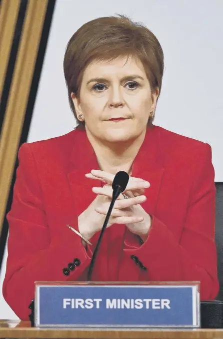  ??  ?? 2 Nicola Sturgeon gives evidence to the Scottish Parliament committee examining the handling of harassment allegation­s against Alex Salmond