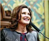  ?? MIKE MULHOLLAND / MICHIGAN LIVE / TNS ?? Michigan Gov. Gretchen Whitmer appealed to working-class voters in the Democrats’ response to President Donald Trump’s State of the Union address.