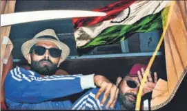  ?? PTI ?? Indian captain Rohit Sharma and Ravindra Jadeja upon their arrival in Ranchi.