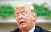  ?? [ALEX BRANDON/THE ASSOCIATED PRESS] ?? President Donald Trump speaks during a meeting with Chilean president Sebastian Pinera on Friday in the Oval Office of the White House in Washington.