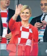  ?? AFP ?? Croatia fans were massively outnumbere­d in the stadium, but their team had one notable backer — President Kolinda Grabarkita­rovic. “The boys were great,” she said. “I hope we will make it to the finals, the boys can do that, I see they are in a good...
