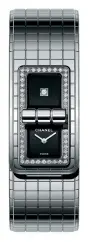  ??  ?? The Code Coco steel bezel is set with 52 brilliant-cut diamonds; it features black lacquer dials, one set with a princess-cut diamond, has a high-precision quartz movement and is water-resistant to 30 metres