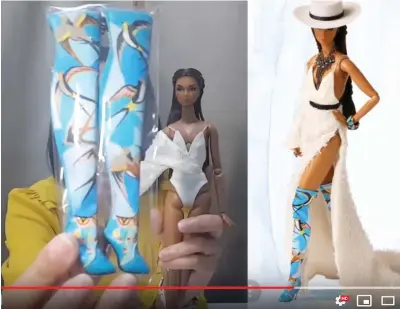  ??  ?? SCREEN CAPTURE TAKEN BY DEBORAH VILLA Integrity Toy’s Changing Winds Eden Blair doll and boots in a product review posted on YouTube in November 2017