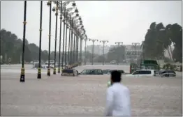  ?? REUTERS ?? A flooded street in Salalah, Oman, on Saturday, after cyclone Mekunu struck.