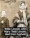  ?? ?? Willie Lincoln, with Mary Todd Lincoln, died from typhoid