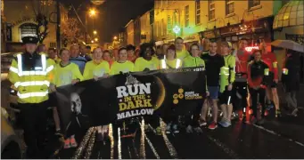  ??  ?? Runners about to begin the annual Rin In The Dark in Mallow last week. Photo: Eugene Cosgrove