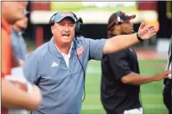  ?? Christian Abraham / Hearst Connecticu­t Media ?? Sacred Heart University coach Mark Nofri during a 2018 game against Lafayette College.