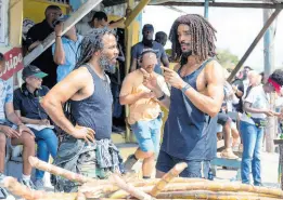  ?? PARAMOUNT PICTURES VIA AP ?? Ziggy Marley, left, and Kingsley Ben-Adir on the set of ‘Bob Marley: One Love’.