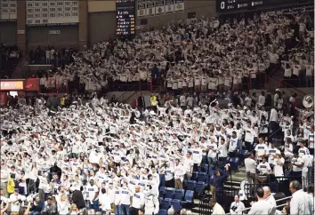  ?? Icon Sportswire via Getty Images ?? The UConn student section cheers the team during a 2019 game against Florida at Gampel Pavilion in Storrs.