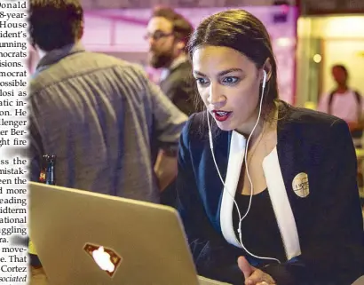  ?? AFP ?? Progressiv­e challenger Alexandria Ocasio-Cortez has caused an upset in the New York Democrat primaries.