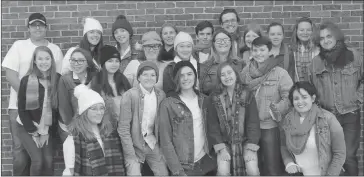  ?? JENNIFER TAYLOR LOWD ?? Most of the cast and crew of Searching for David’s Heart at AGRHS: Back Row (left to right): Elijah Frechette, Laurie Chenard, Caitlyn Gerrish, Mackenzie Christie, Michael Gearey, William Andrade Poulin, Natalya Jones, Abby Oakley, Nevada Lane. Center...