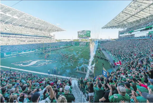  ?? MICHAEL BELL ?? Roughrider­s fans are paying $12 per ticket to help pay for Mosaic Stadium over the next 30 years. The payoff calculatio­n is based on 30,000 fans going to each home game.