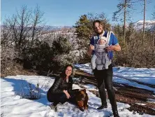  ?? Courtesy Steven Jeffe ?? Ellen Chung, Jonathan Gerrish, 1-year-old Miju and their dog were found dead on a trail. Toxic algae may be suspected.