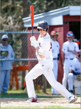  ?? JAMES THOMAS PHOTO ?? Charlie Bonenfant of Westford Academy winces after he is hit by a pitch in a game against Acton-boxboro.