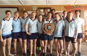  ?? Photo: Supplied ?? The Zwartkops Regatta – the first of the season – saw St Andrew's College Rowing Club claiming a large number of medals across all age groups. Above is the St Andrew’s boat race squad holding the Schoombee Shield for the 9th year in a row.