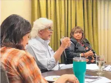  ?? T.S. LAST/JOURNAL ?? Santa Fe Public Schools school board president Steven Carrillo speaks during a board retreat Saturday while Superinten­dent Veronica Garcia looks on. The retreat, in part, addressed the relationsh­ip between the school board and superinten­dent.