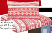  ??  ?? red snowflake print duvet set, £12 for a double, George Home