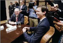  ?? OLIVIER DOULIERY/ABACA PRESS ?? White House senior adviser Jared Kushner smiles during a meeting with House and Senate leadership on June 6 in the Roosevelt Room of the White House in Washington, D.C.