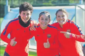  ?? FOTO: FCB ?? Barcelona Vicky Losada, en el centro, confía en tener el transfer a tiempo para medirse al Betis