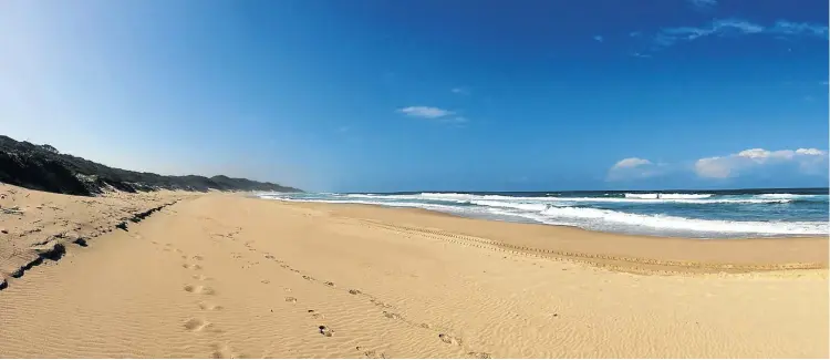  ??  ?? PERFECT PANORAMA: The beach at Manzengwen­ya is closest to Rocktail Camp, above, and snorkeller­s make their way out of the ocean, below